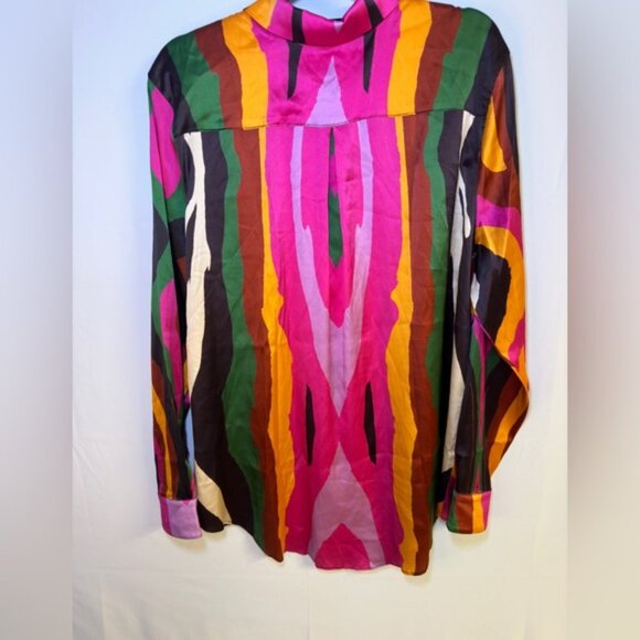 $138 Megan Renee, Organic Silk Button Up Blouse - Plus Size 2X - Colorful & Soft - Picture 6 of 9